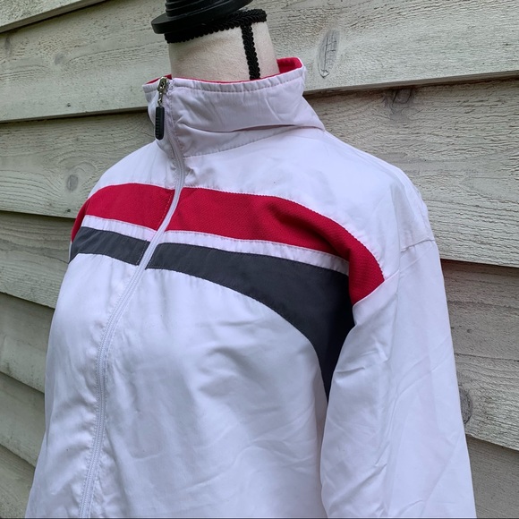 Vintage 90s Striped Detail Zip Front Long Sleeve Mock Neck Athletic Track Jacket - Picture 5 of 16